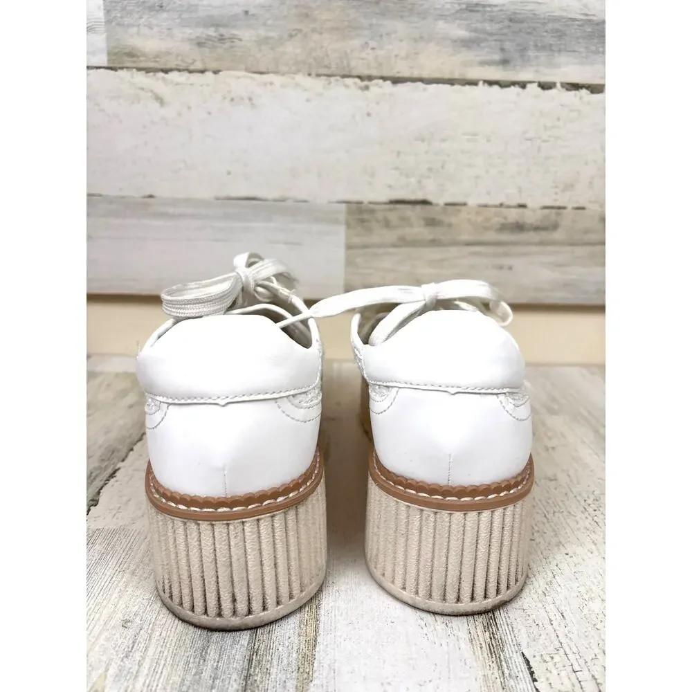 Dolce Vita Womens 9.5 Becky Platform Crochet Sneakers Chunky Coastal White